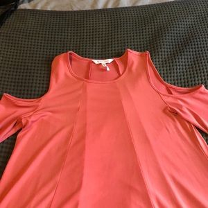 Pink shoulder cut out BCBG dress